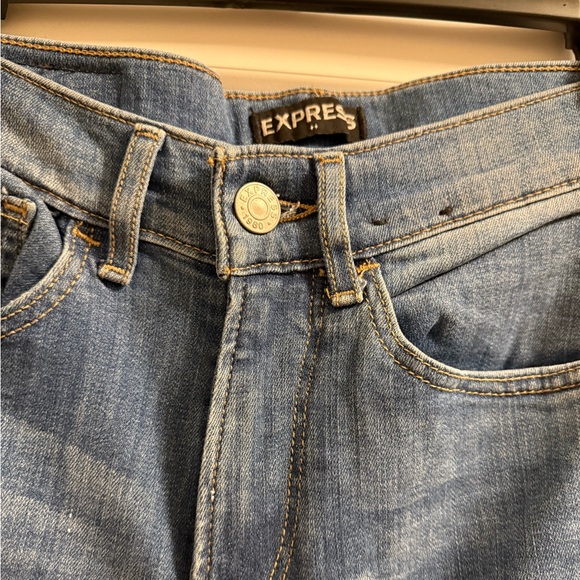 Express Blue Skinny Jeans with Yellow Stripe - Picture 9 of 9